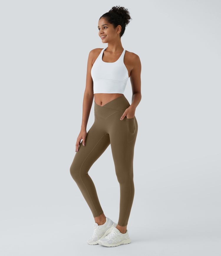SoftlyZero™ Crossover Pocket Plain Leggings-UPF50+