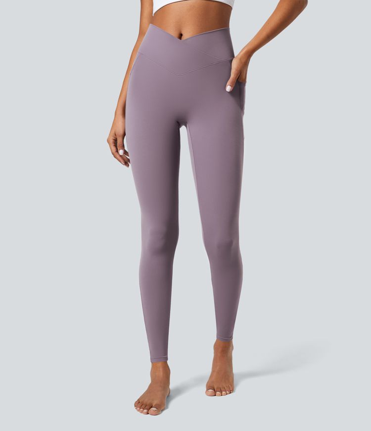 Softlyzero™ Crossover Pocket Plain Leggings-UPF50+