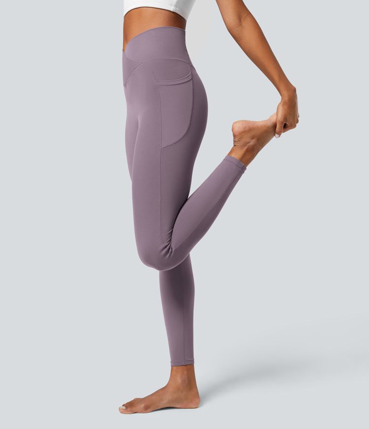 SoftlyZero™ Crossover Pocket Plain Leggings-UPF50+