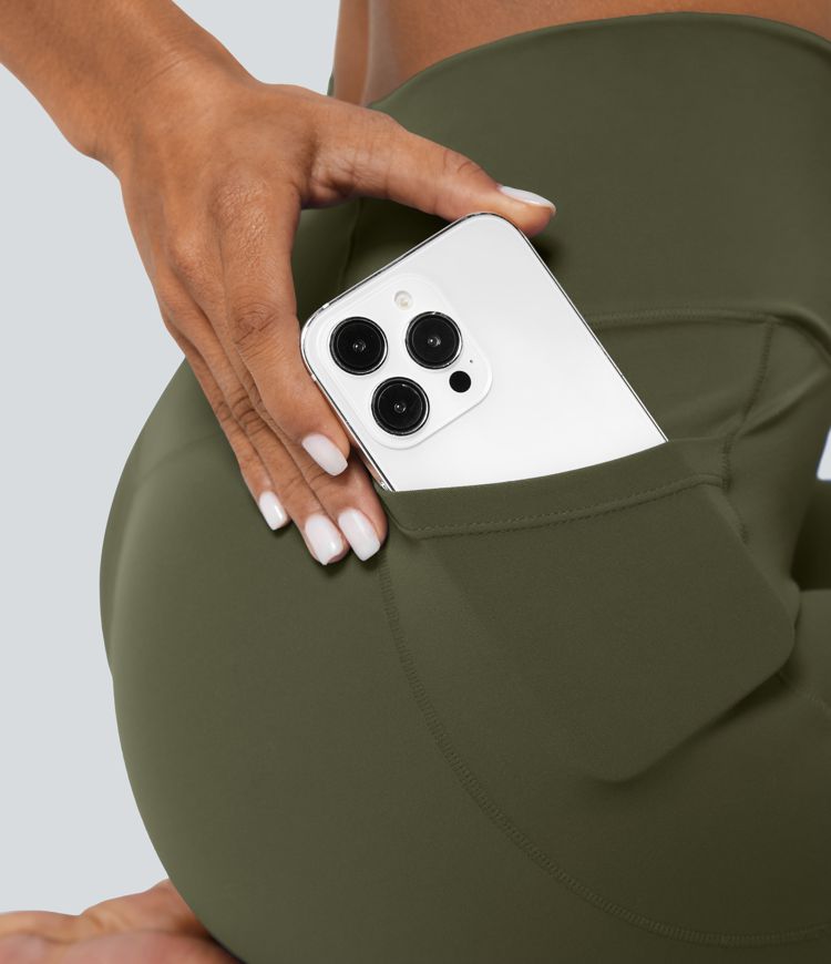 SoftlyZero™ Crossover Pocket Plain Leggings-UPF50+