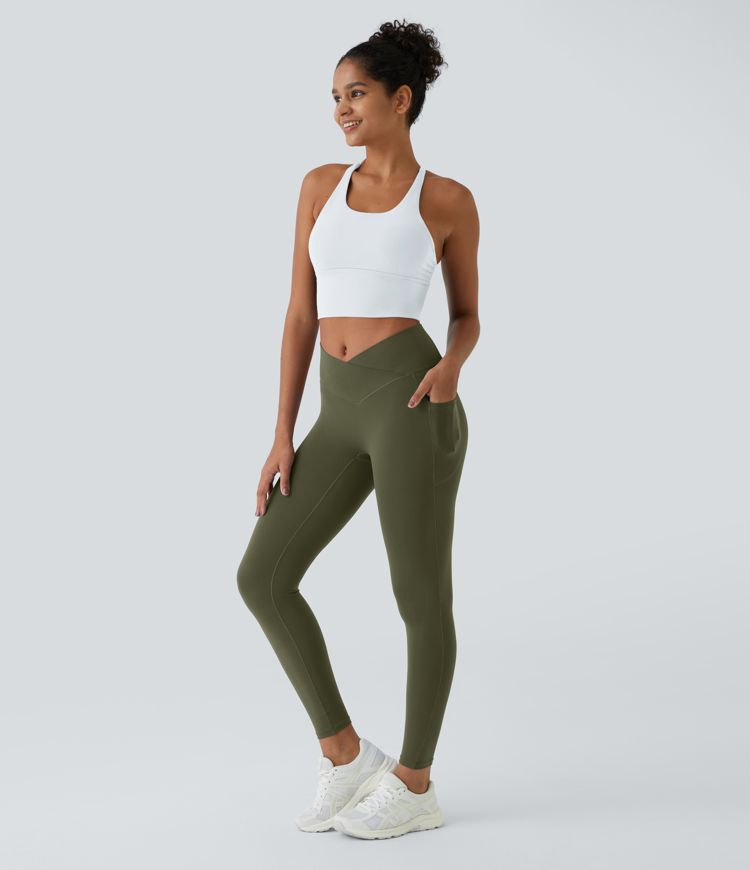 SoftlyZero™ Crossover Pocket Plain Leggings-UPF50+