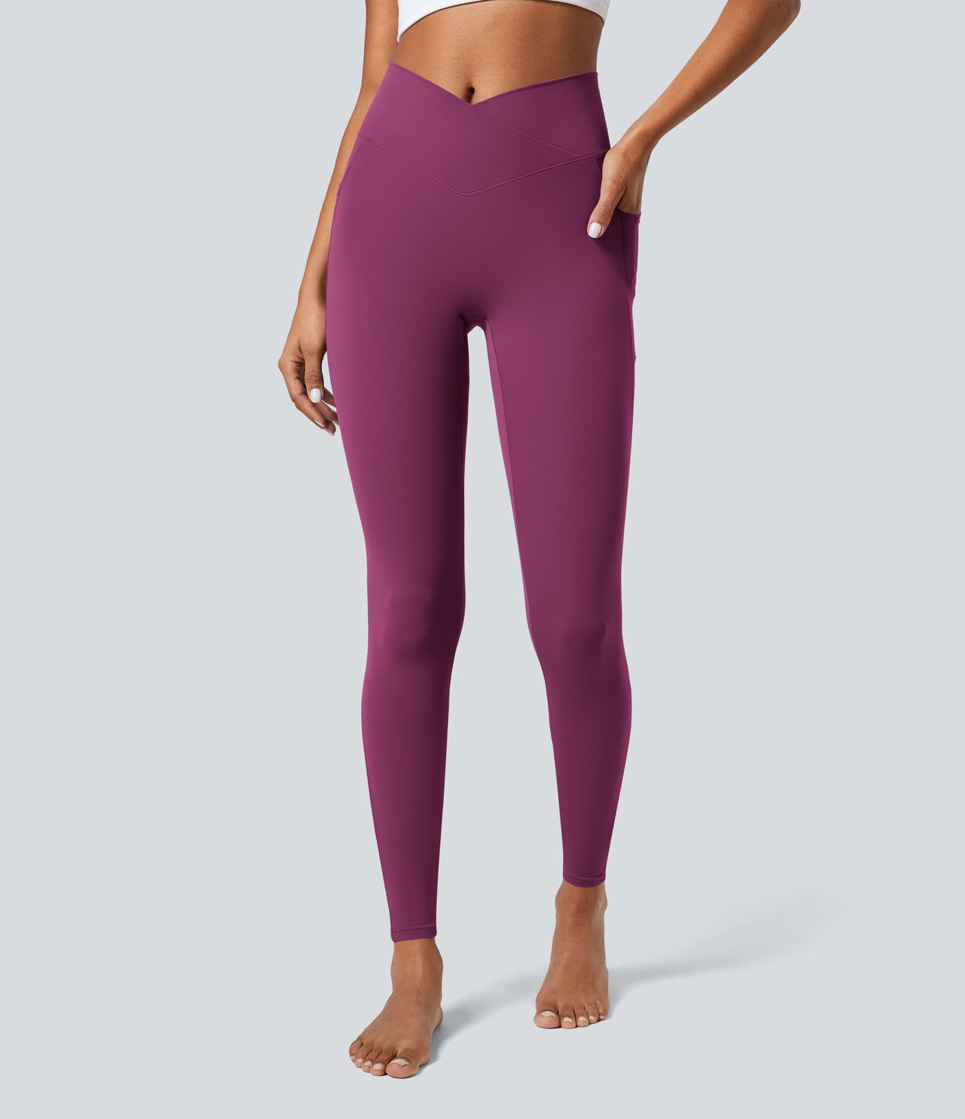 SoftlyZero™ Crossover Pocket Plain Leggings-UPF50+