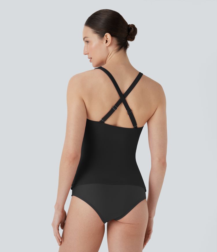 Backless Adjustable Strap Ruched Bikini Top Swimsuit