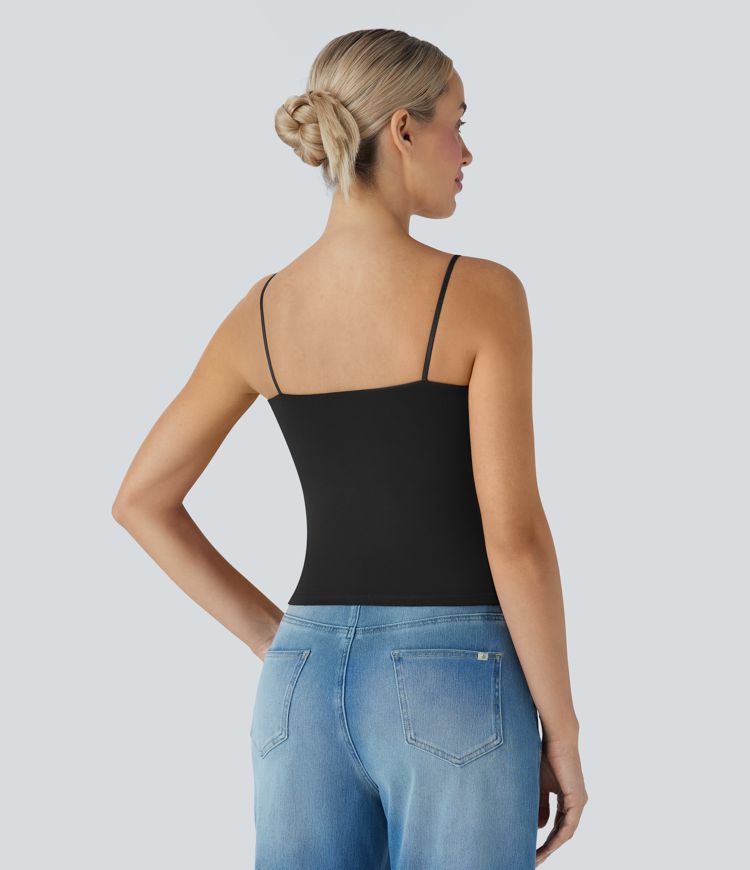 Ruched Built-in Bra Casual Cami Top