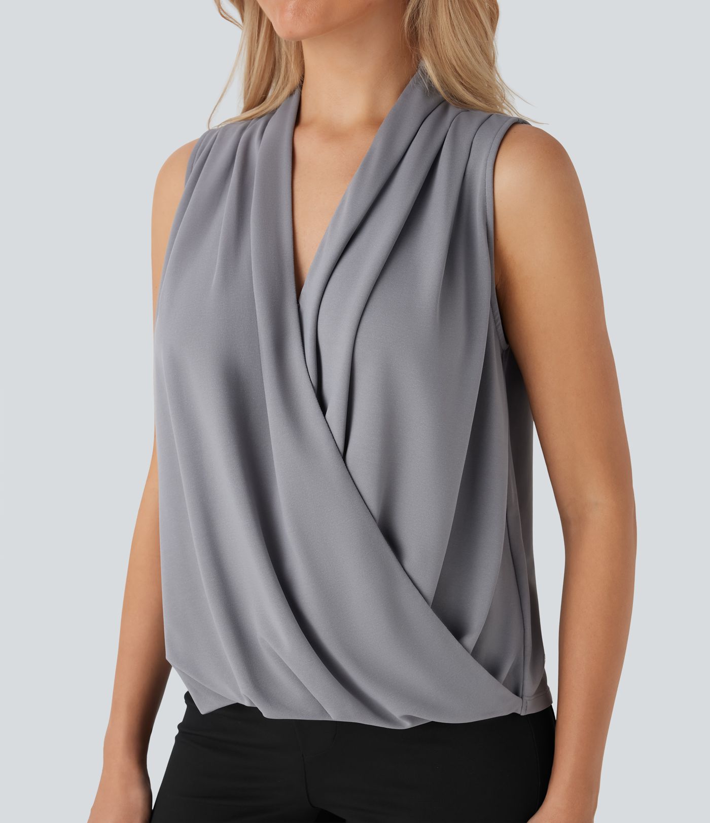 V-Ausschnitt, lockeres Wickel-Arbeitsshirt