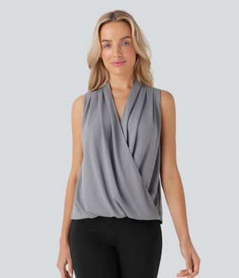 V-Ausschnitt, lockeres Wickel-Arbeitsshirt