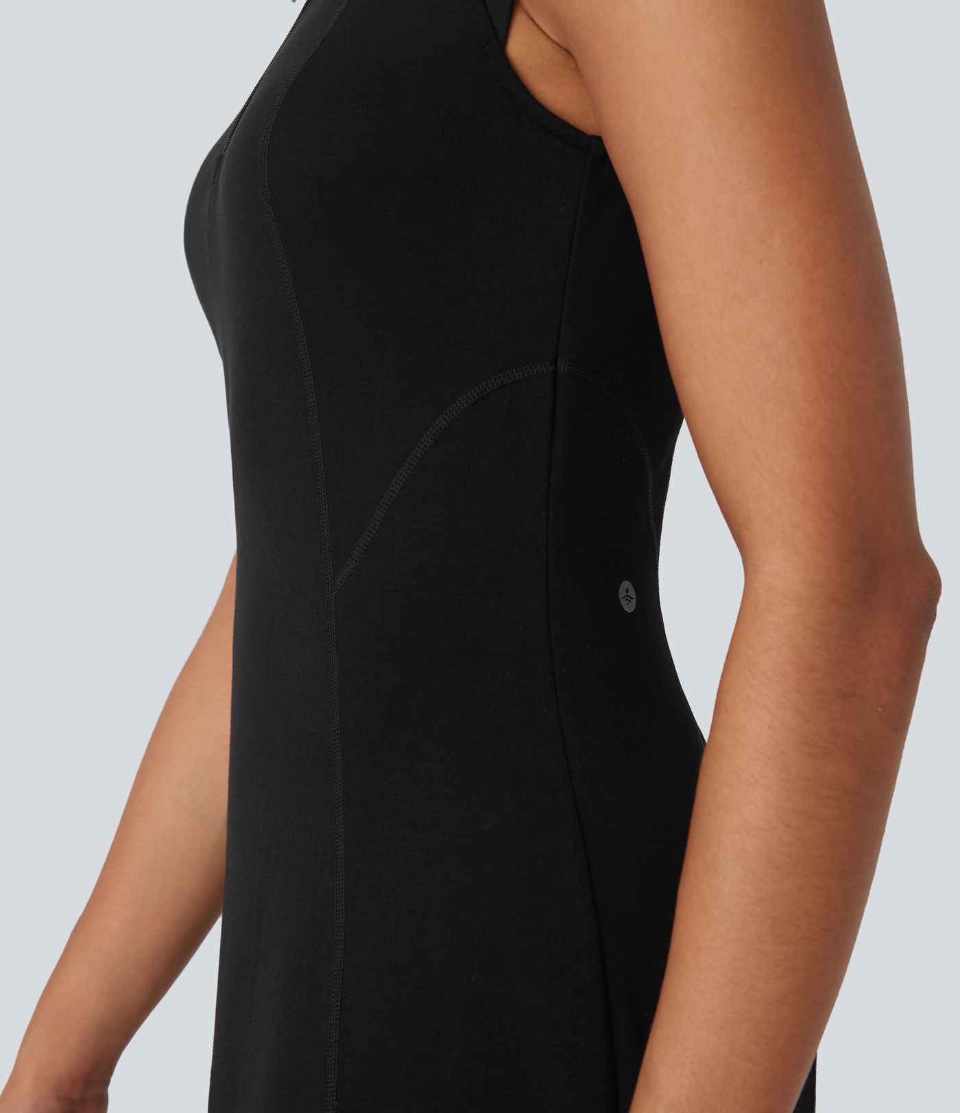 Robe Active Mini Tennis à Col Droit, Demi-Fermeture Éclair et Surpiqûres