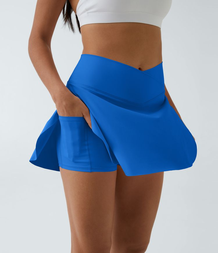 SoftlyZero™ Airy Crossover Pocket 2-in-1 Cool Touch Tennis Skirt-Lucid-Longer Length-UPF50+