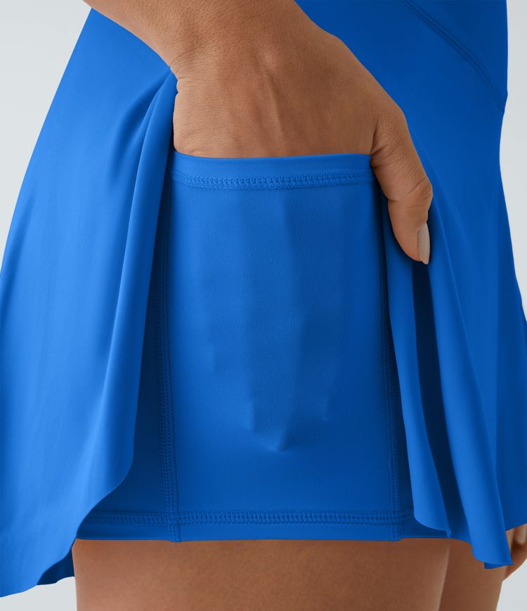 SoftlyZero™ Airy Crossover Pocket 2-in-1 Cool Touch Tennis Skirt-Lucid-Longer Length-UPF50+