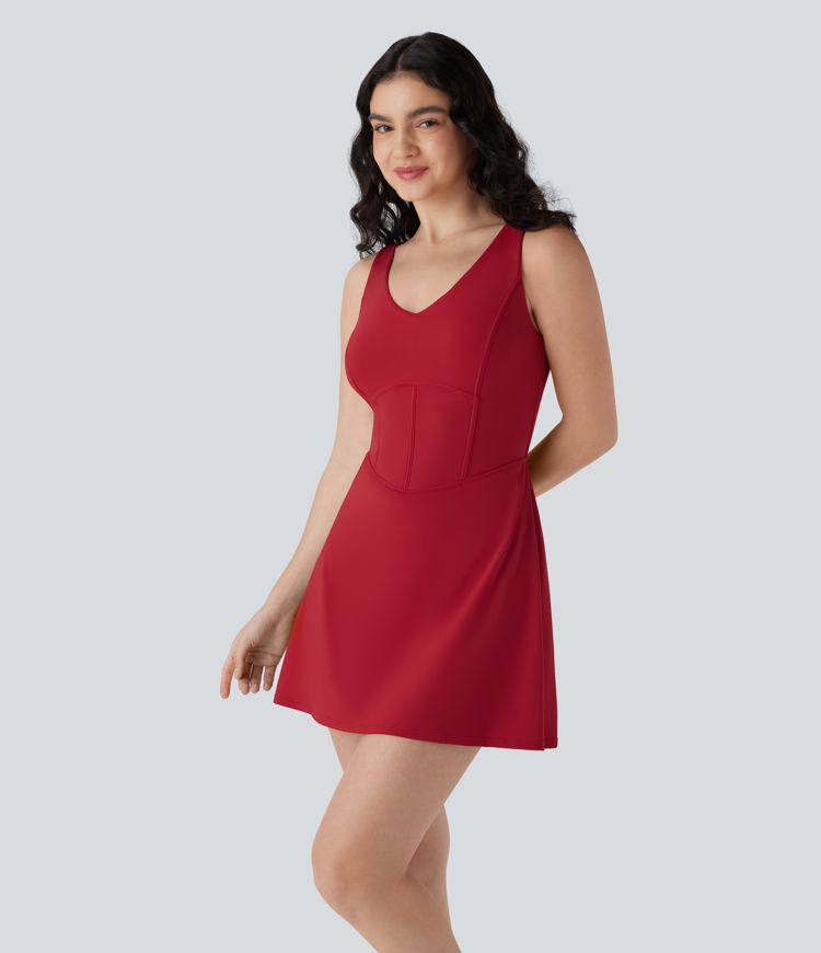 Softlyzero™ Airy Corset 2-in-1 Cool Touch Mini Tennis Active Tank Dress with Side Pockets-Easy Peezy Edition