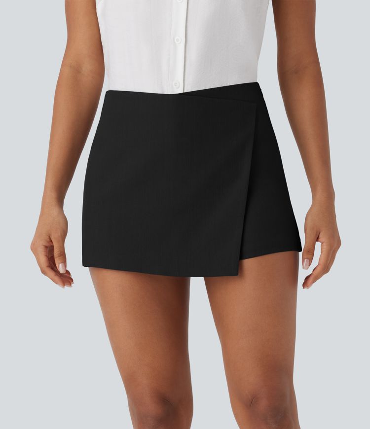 Mid Rise Wrap Work Skort
