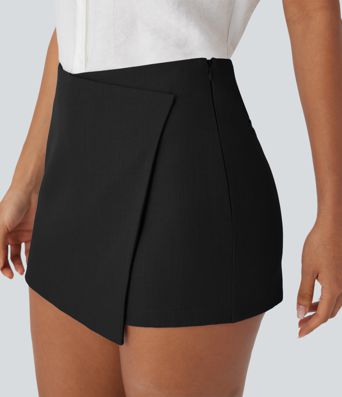 Mid Rise Wrap Work Skort