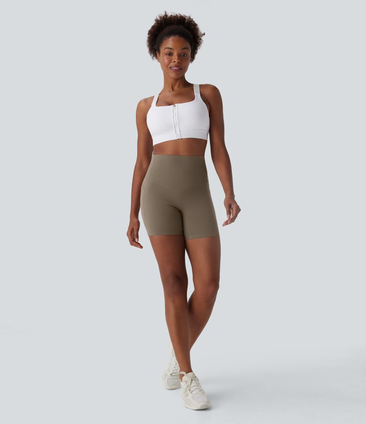 Halara UltraSculpt™ - Formende Workout-Shorts mit hohem Bund, Seitentaschen, Bauchkontrolle und integrierter Unterwäsche - antibakteriell, 12,7 cm