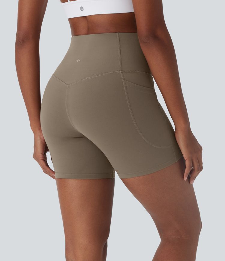 Halara UltraSculpt™ SoCinched High Waisted Tummy Control Built-in Underwear Anti-Bacterial Shaping Training Biker Shorts 5'' With Pockets
