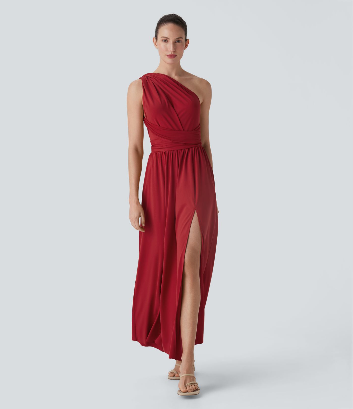 V Neck Short Sleeve Tie Back Maxi Dress with Pocket