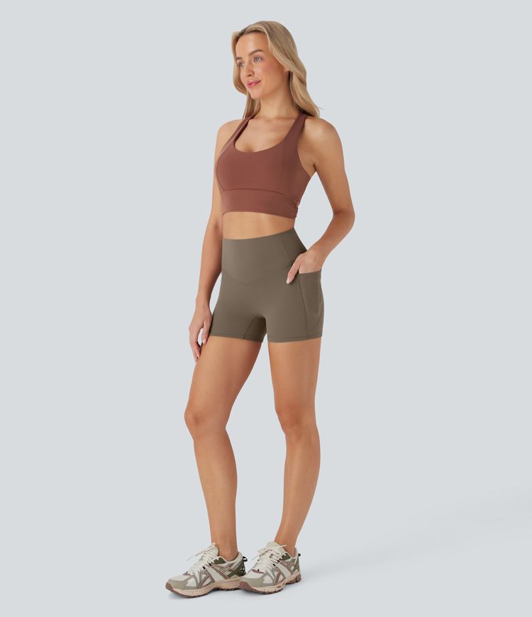 Pantalón corto Halara UltraSculpt™ SoCinched ciclista moldeador tiro alto control abdomen bolsillo lateral 7.5cm