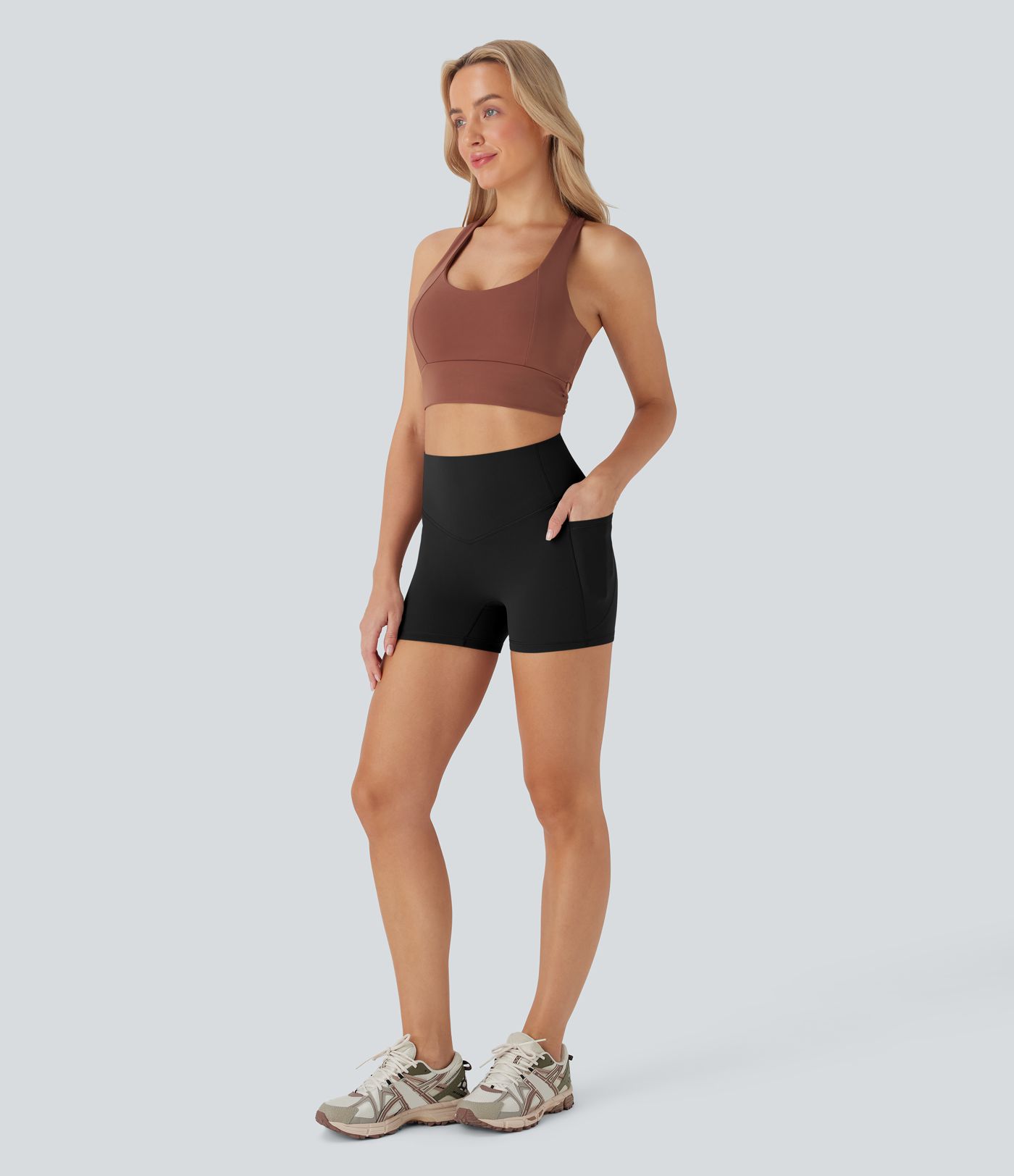 Halara UltraSculpt™ High Waisted Tummy Control Pocket Shaping Training Biker Shorts 3''
