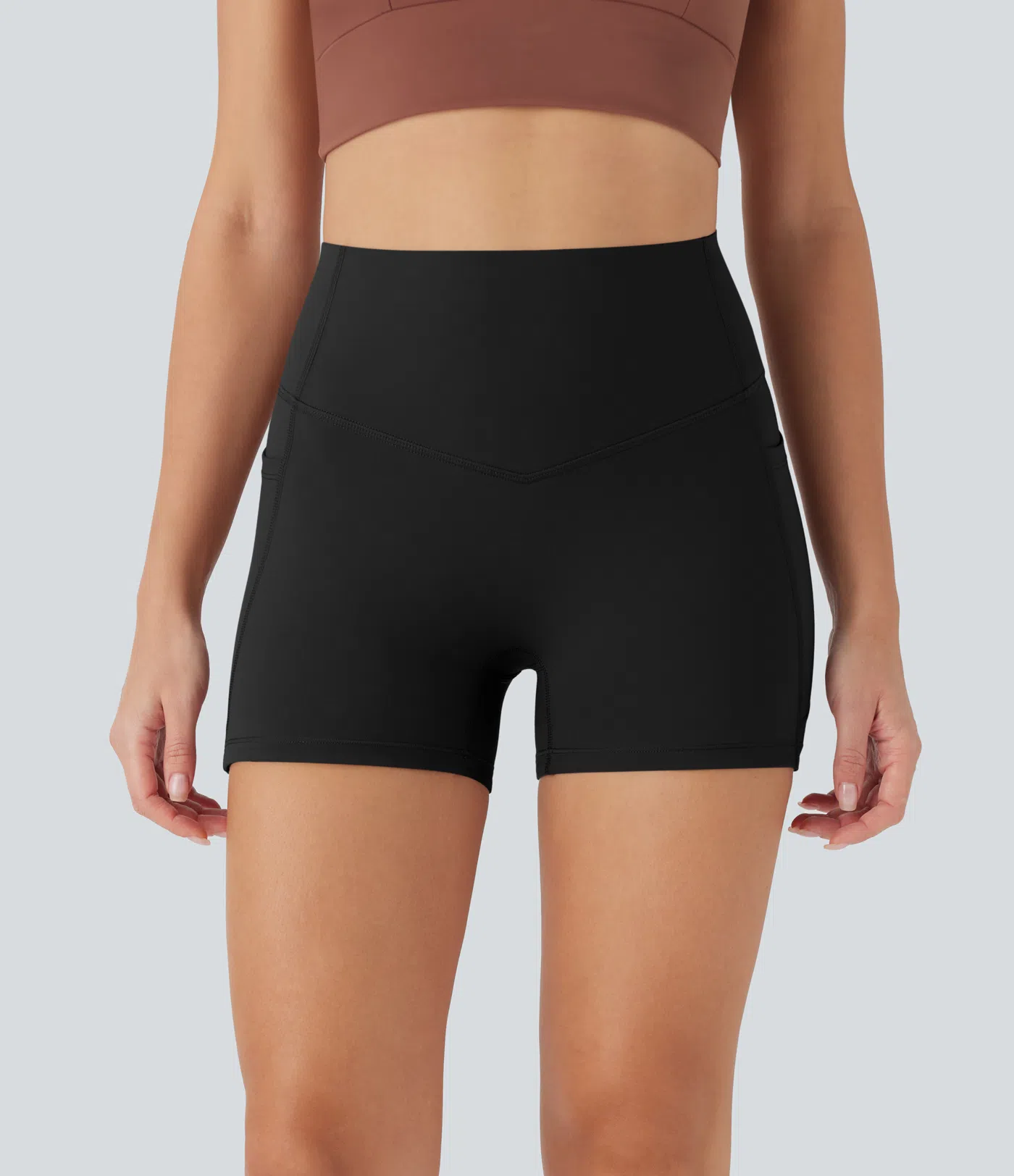 Halara UltraSculpt™ SoCinched High Waisted Tummy Control Side Pocket Shaping Training Biker Shorts 3''
