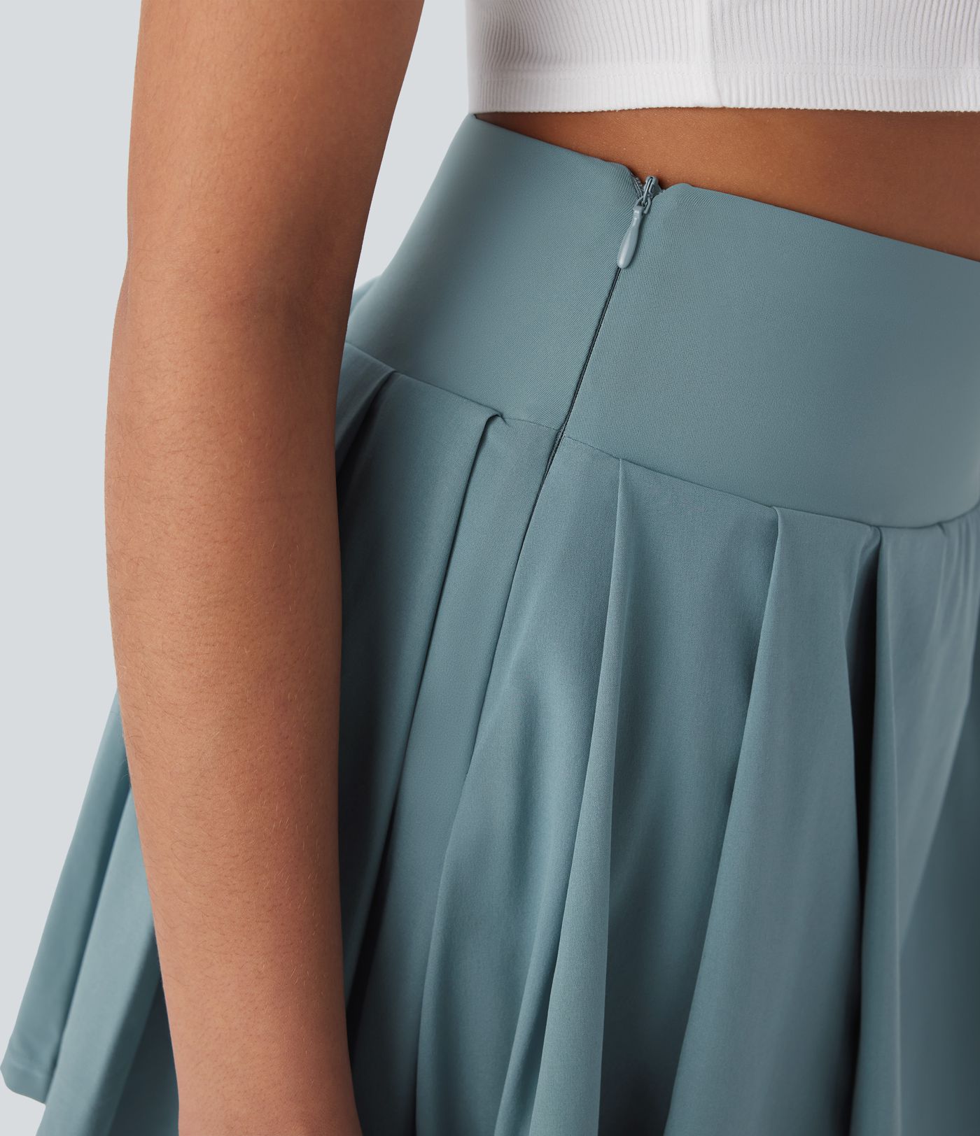 Breezeful™ High Waisted Decorative Buckle 2-in-1 Pleated Quick Dry Mini Casual Skirt