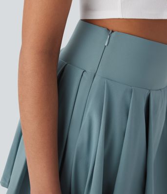 Breezeful™ High Waisted Decorative Buckle 2-in-1 Pleated Quick Dry Mini Casual Skirt