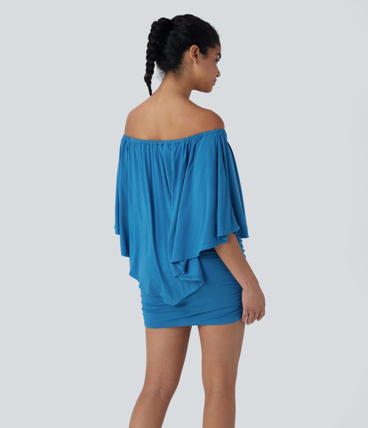 Off Shoulder Ruffle Hem Bodycon Mini Casual Dress