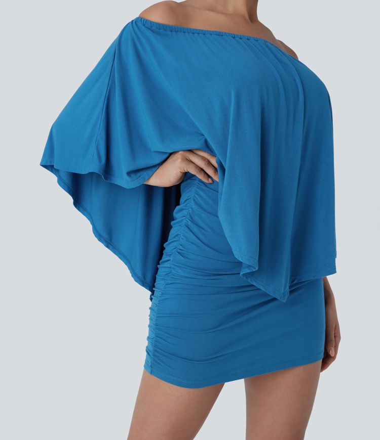 Off Shoulder Ruffle Hem Bodycon Mini Casual Dress