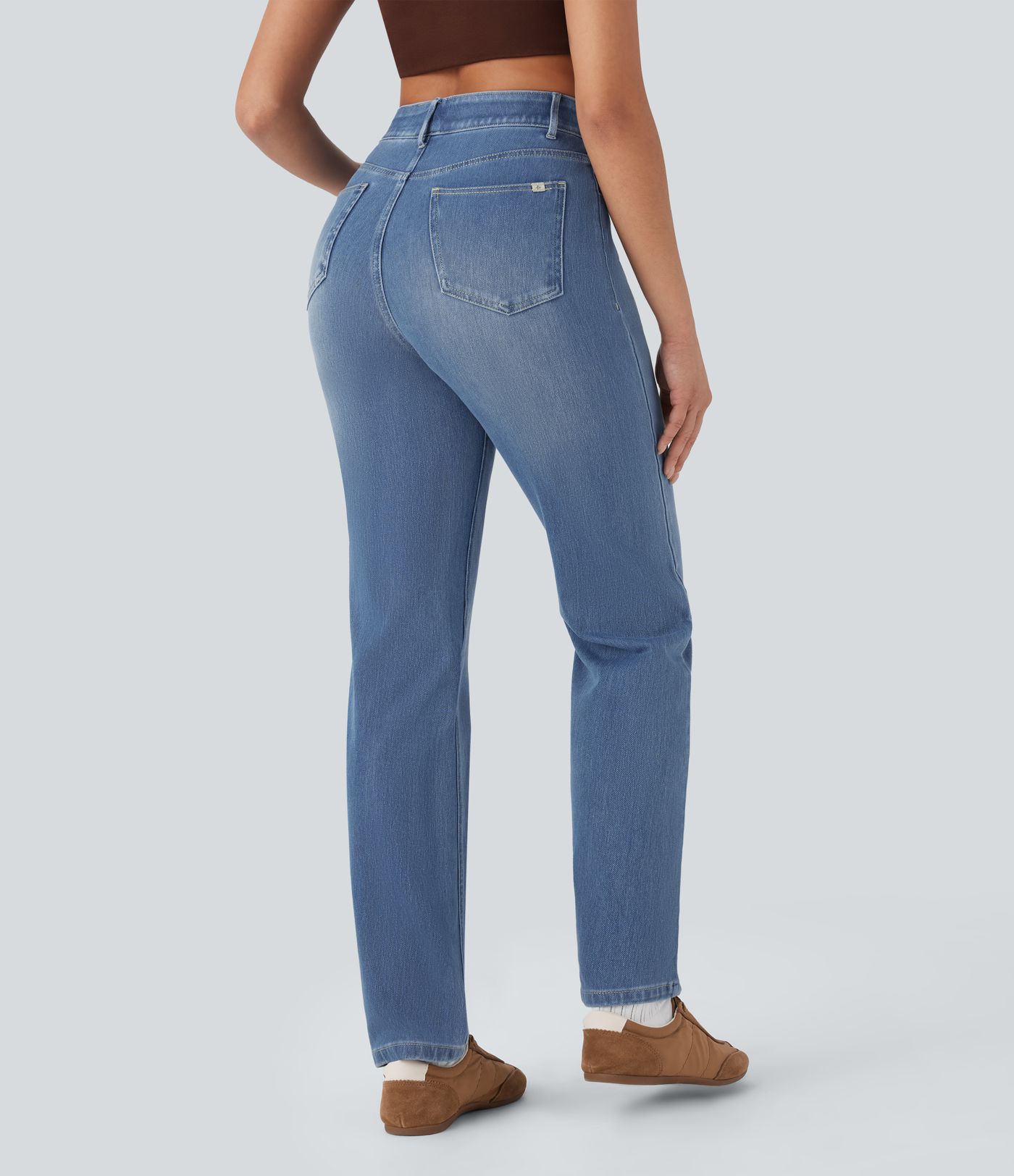 Halara Flex™ High Waist Hose mit Taschen Gerade Geschnittene Lässige Jeans