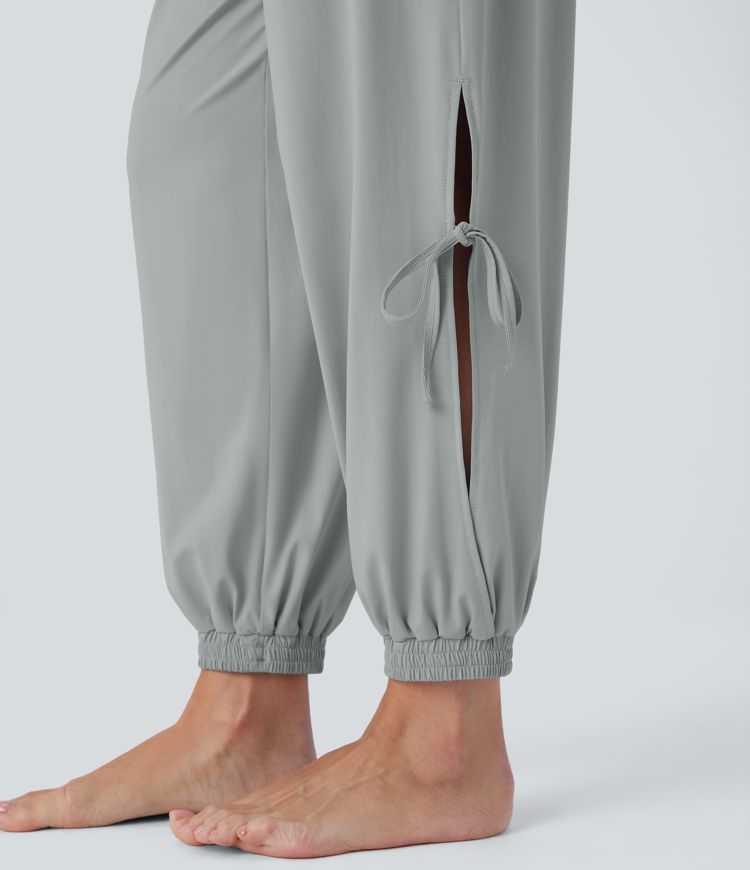 Ausgeschnittenes Kordelzug-Taschen Yoga-Overall mit Kühleffekt-UPF50+