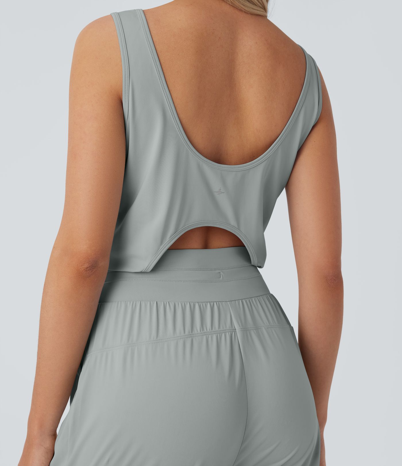 Ausgeschnittenes Kordelzug-Taschen Yoga-Overall mit Kühleffekt-UPF50+