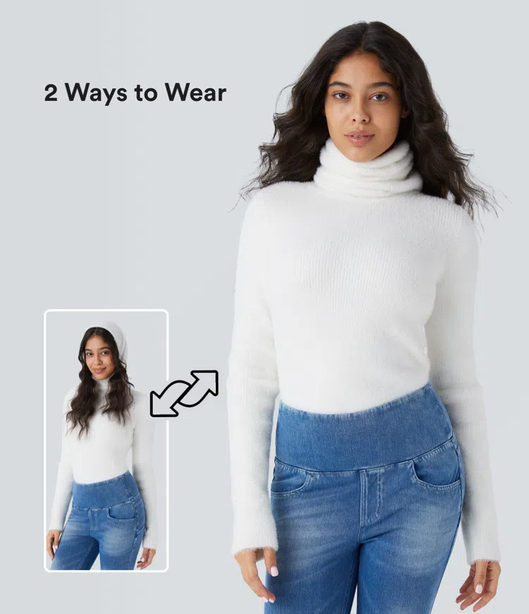 Layered High Neck Long Sleeve Slim Casual Sweater