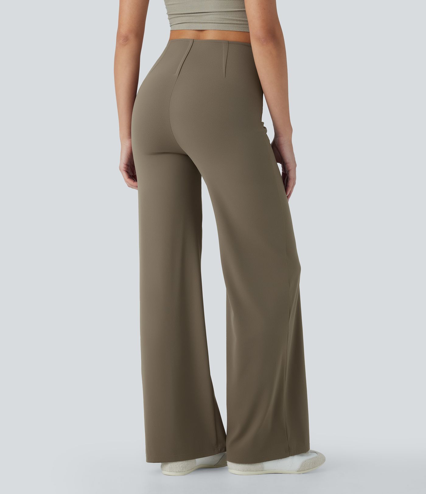 High Waisted Tummy Control Butt Lifting Straight Leg Casual Pants with Pockets