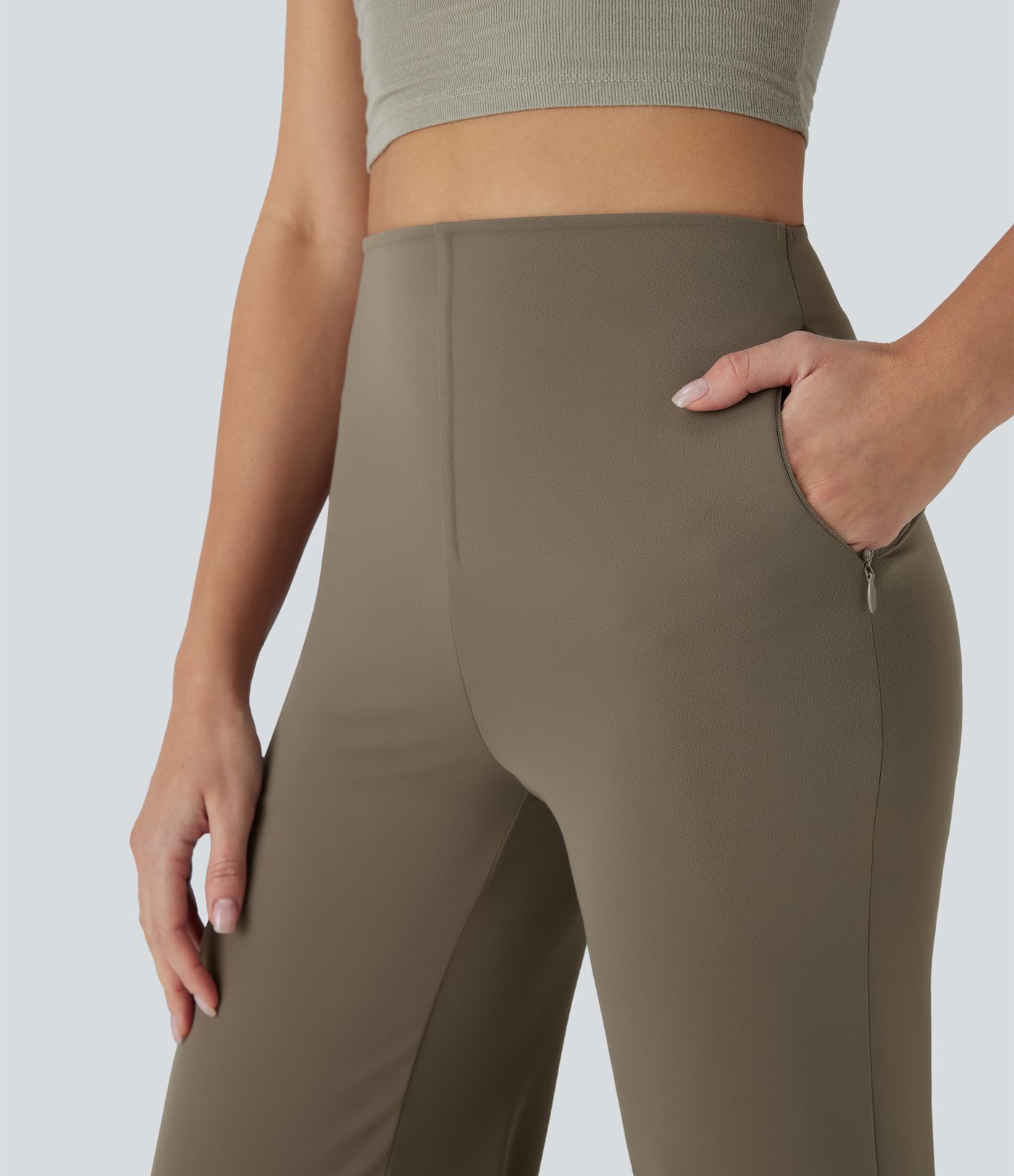 High Waisted Tummy Control Butt Lifting Straight Leg Casual Pants with Pockets