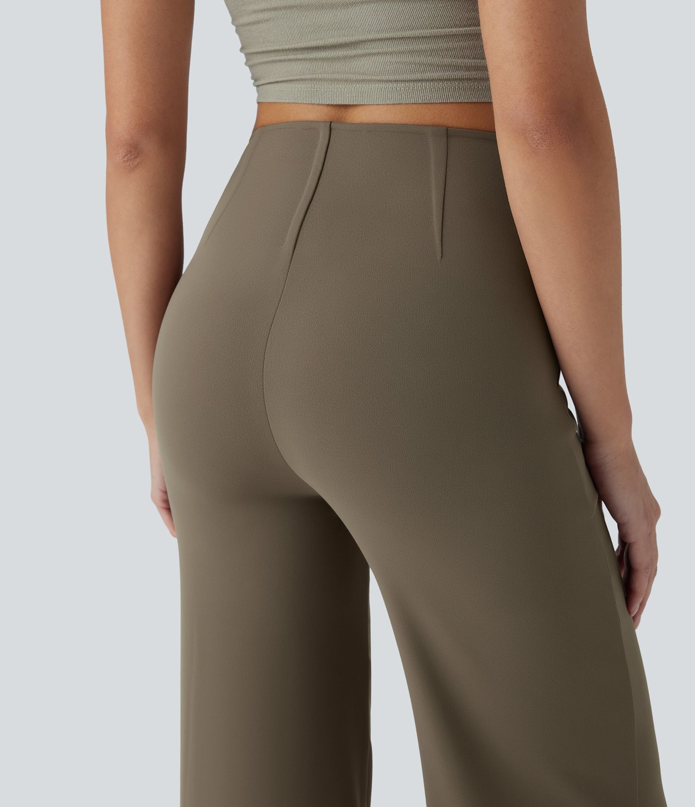 High Waisted Tummy Control Butt Lifting Straight Leg Casual Pants with Pockets