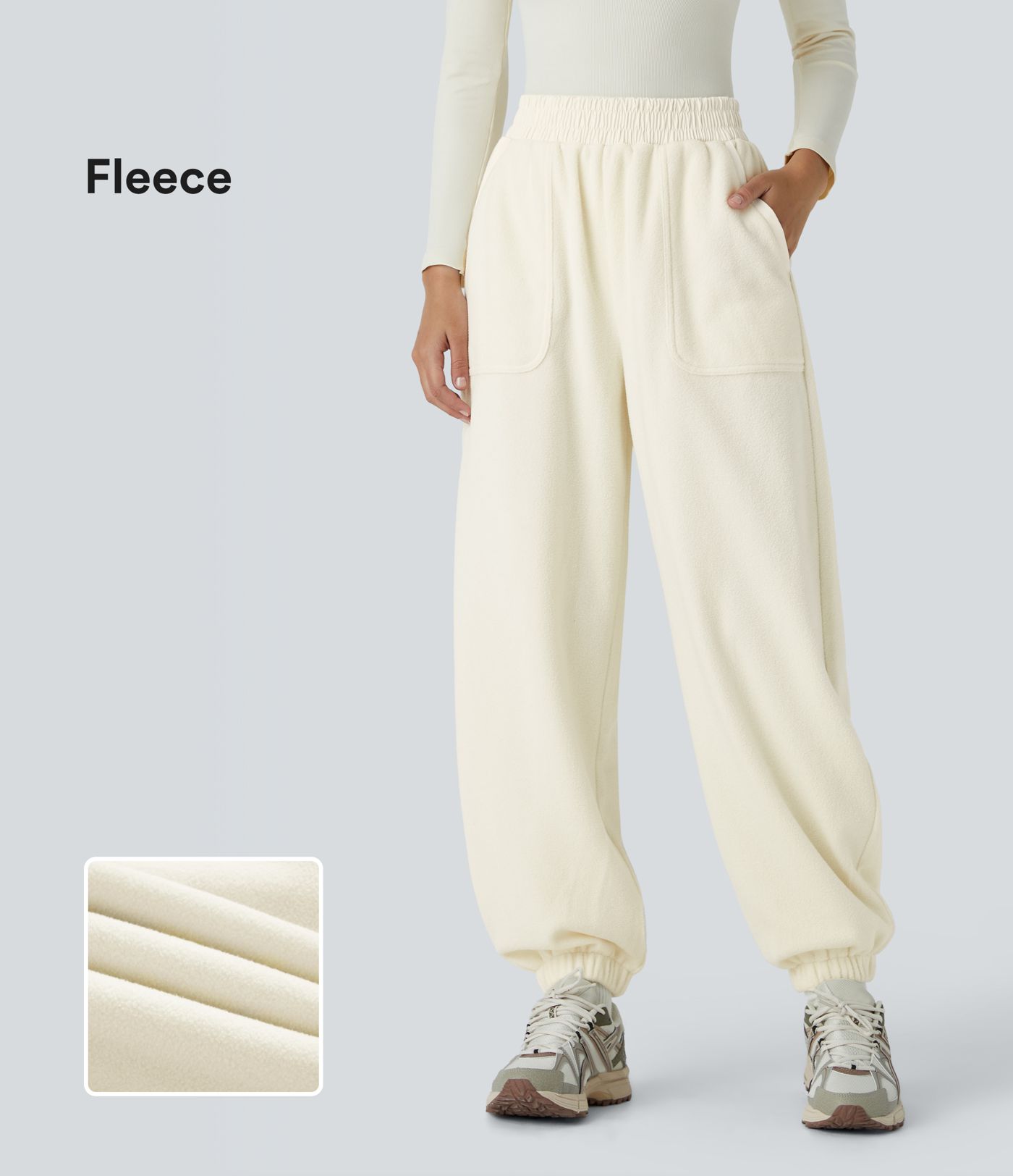 High Waisted Pocket Fleece Camping Joggers