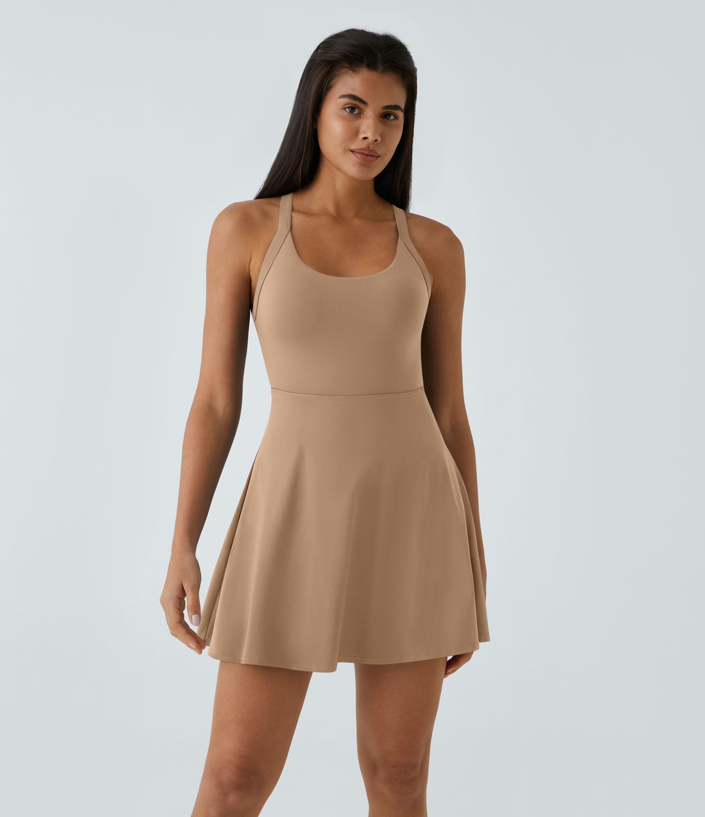SoftlyZero™ Airy Backless Twisted Flare Low Support Dance Active Dress-Longer Length-Easy Peezy Edition A-C Cups