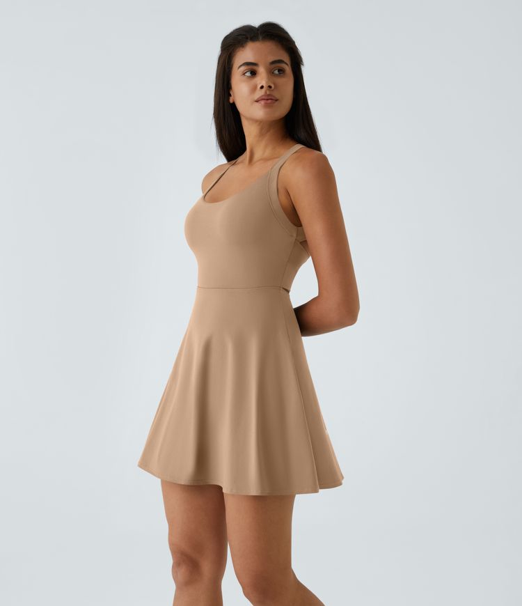 SoftlyZero™ Airy Backless Twisted Flare Low Support Dance Active Dress-Longer Length-Easy Peezy Edition A-C Cups