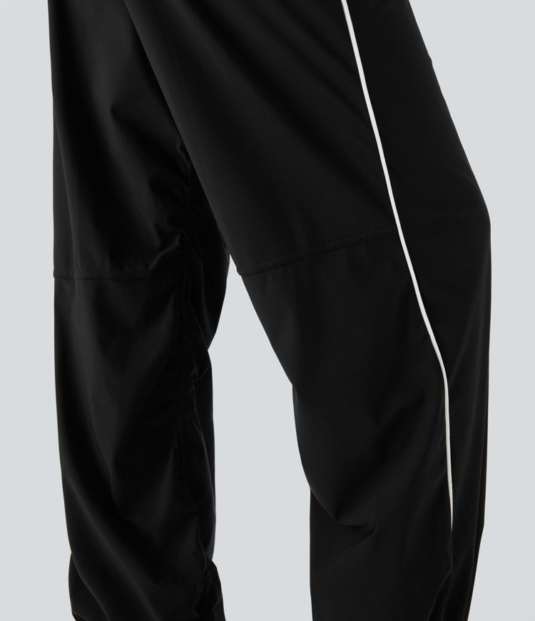 Low Rise Color Block Quick Dry Trackpants Dance Joggers with Pockets