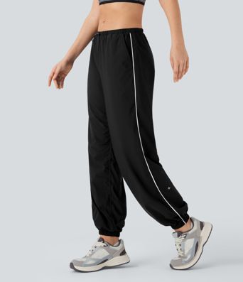 Niedrige Taille Farbblock Schnelltrocknende Tanz-Jogginghose mit Taschen