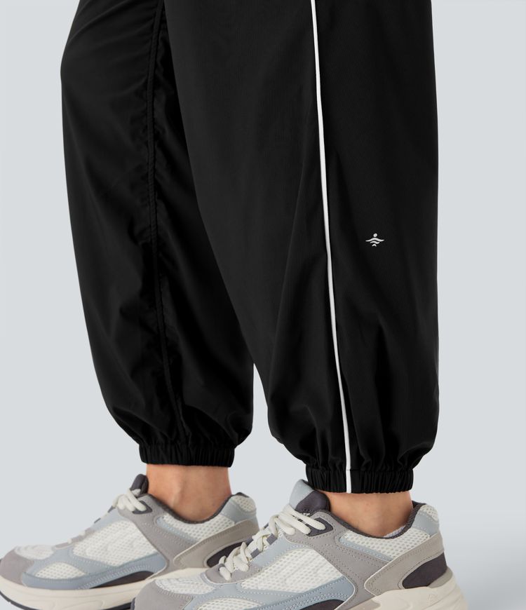 Low Rise Color Block Quick Dry Trackpants Dance Joggers with Pockets