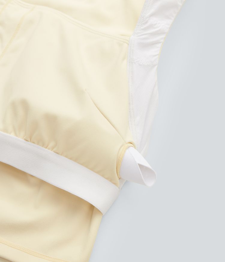 SoftlyZero™ Plush Square Neck Ruched Tank Top And Tummy Control 2-in-1 Yoga Skirt Set with Pocket