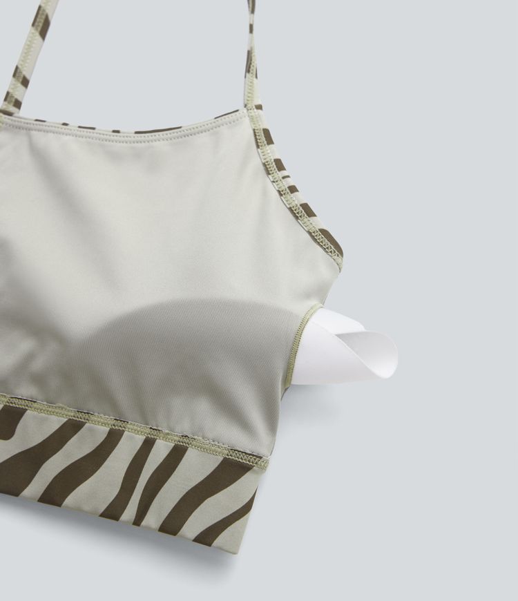 Low Support Halter Zebra Print Yoga Sports Bra