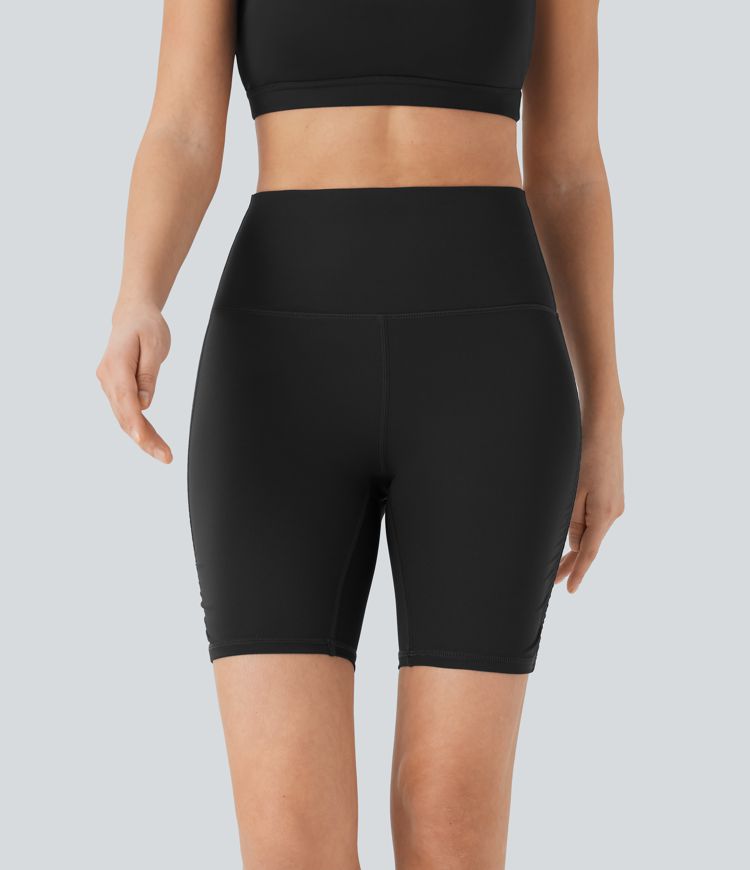 SoftlyZero™ QuickDry High Waisted Tummy Control Ruched Running Biker Shorts 7''