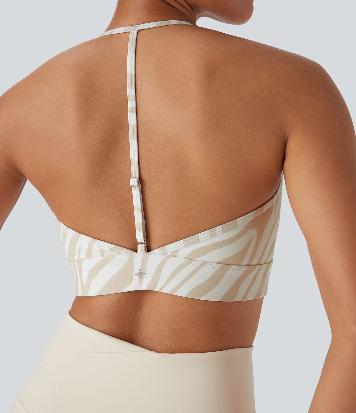 Sutien sport cu imprimeu zebră și suport redus pentru yoga