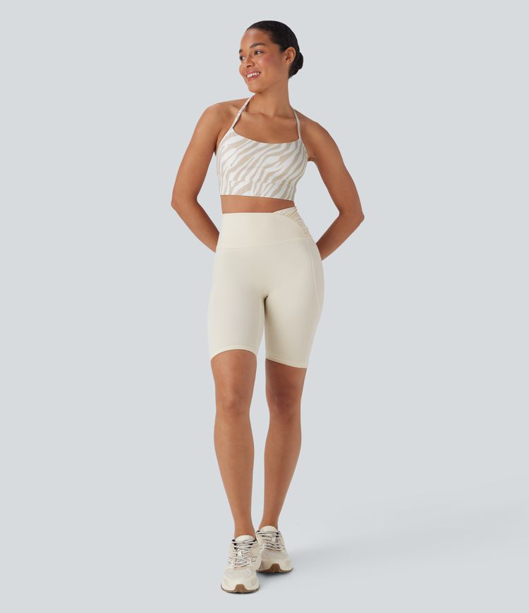 Sutien sport cu imprimeu zebră și suport redus pentru yoga