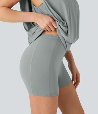 Robe Moulante Mini Décontractée à Col Rond sans Manches, 2 Pièces Superposées, Toucher Frais - Protection UV UPF50+