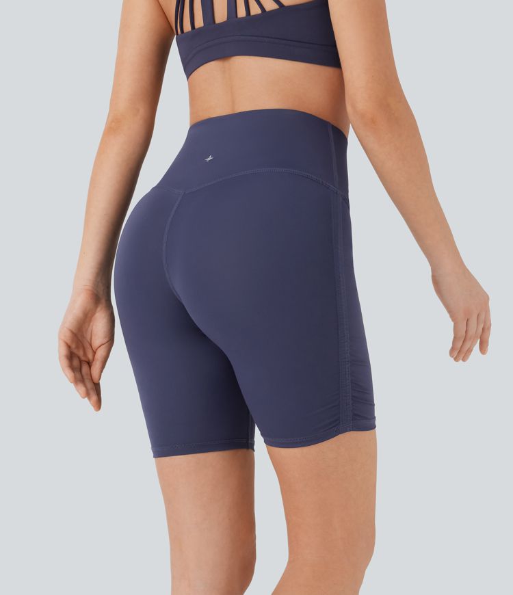 SoftlyZero™ QuickDry SoCinched High Waisted Tummy Control Ruched Running Biker Shorts 7''