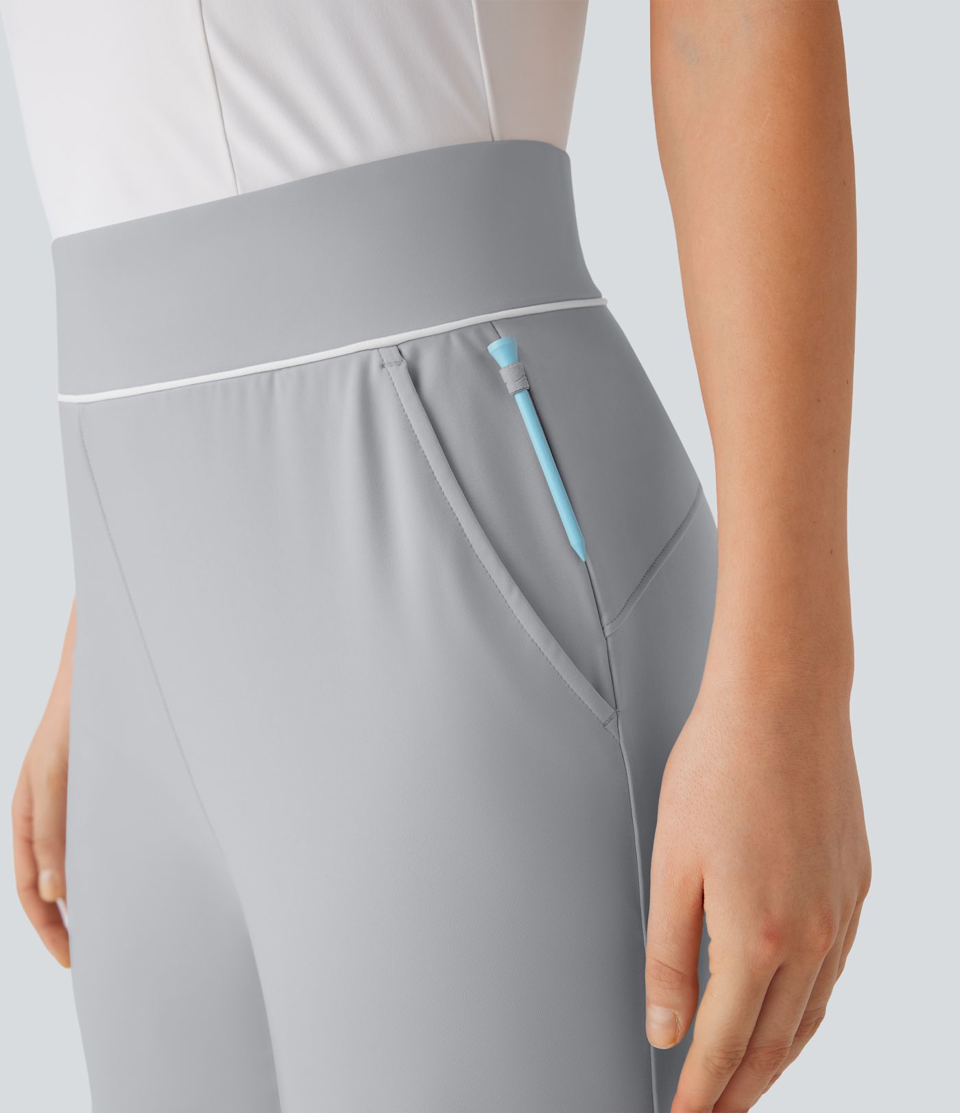 Pantalones de Golf Ajustados de Cintura Alta con Cordón Interior de Secado Rápido-Bolsillo para Tee de Golf-UPF40+