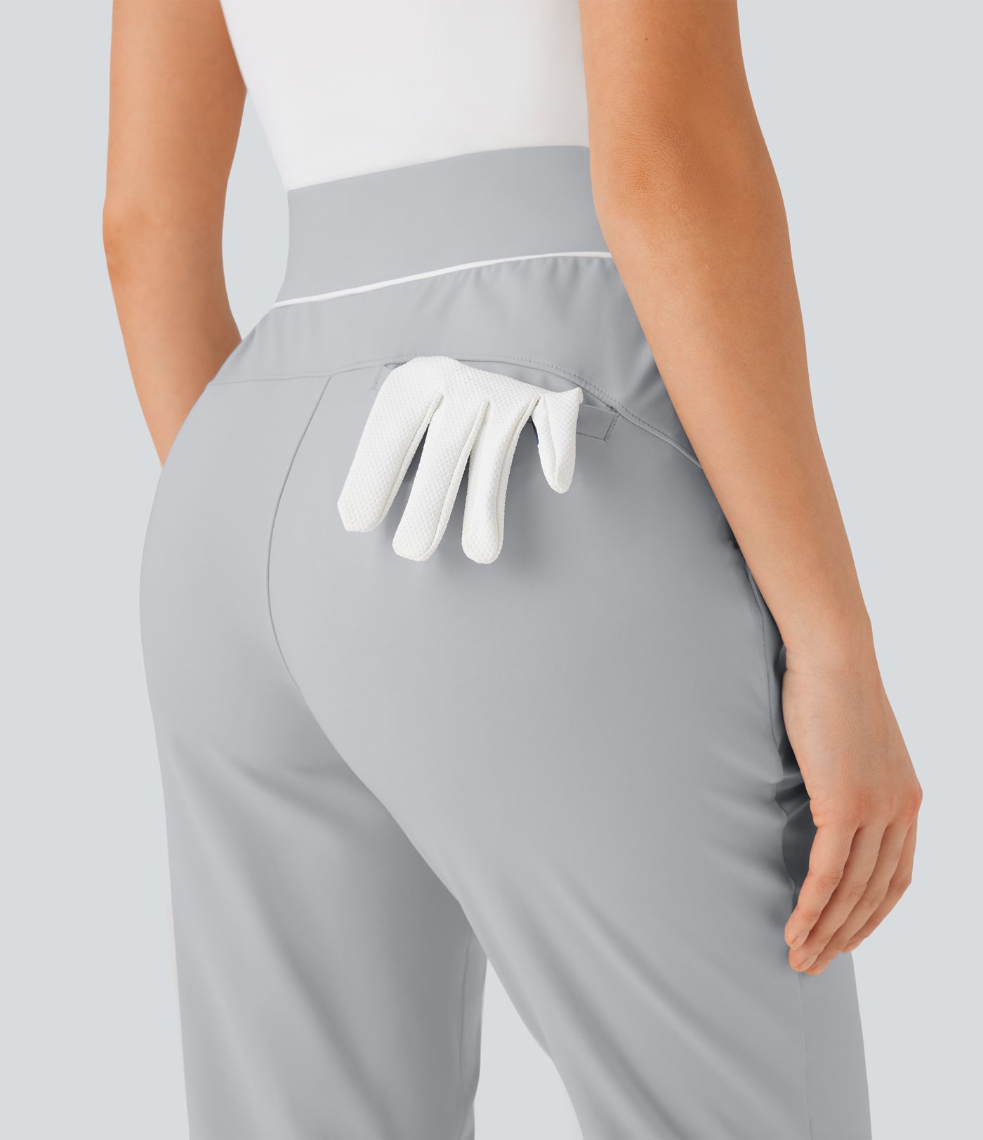 Pantalones de Golf Ajustados de Cintura Alta con Cordón Interior de Secado Rápido-Bolsillo para Tee de Golf-UPF40+