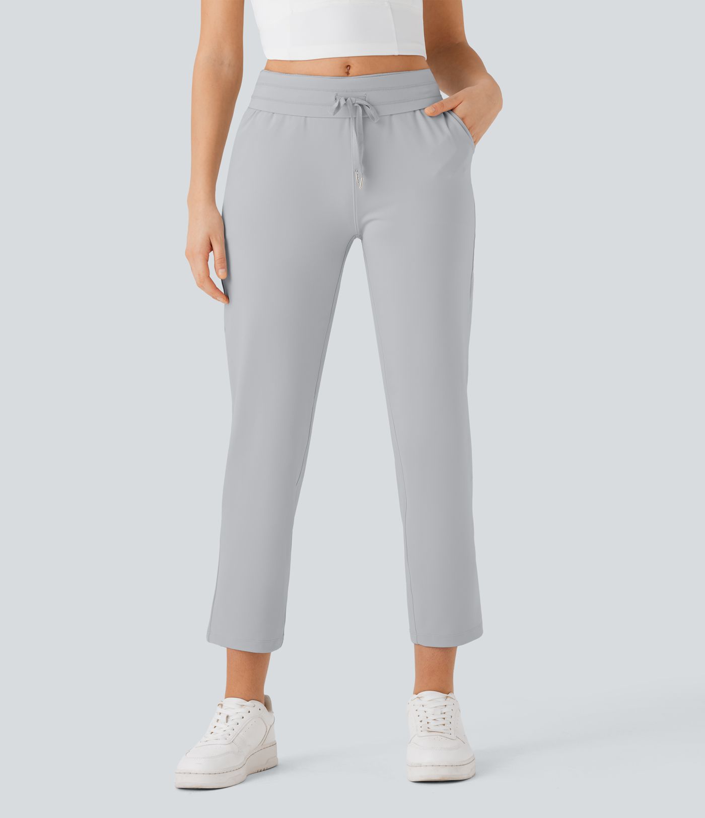 Pantalones de Golf Ajustados de Cintura Alta con Cordón Interior de Secado Rápido-Bolsillo para Tee de Golf-UPF40+