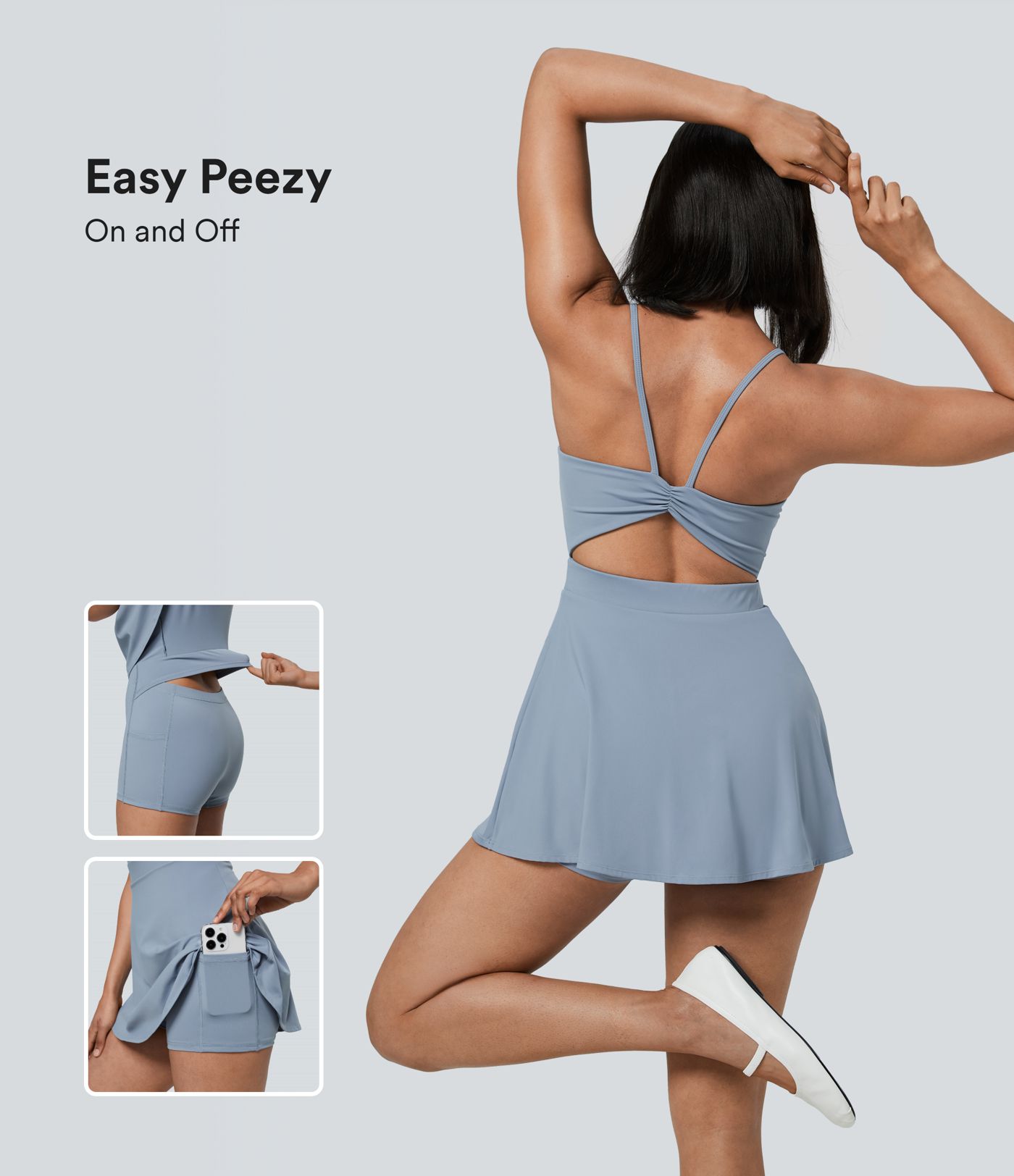 Ruched 2-in-1 Pocket Mini Slip Casual Dress-Easy Peezy Edition